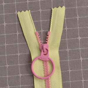 bi color zipper yellow with pink teeth
