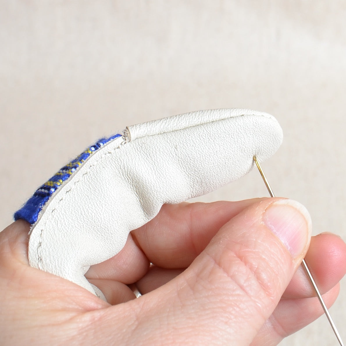 Leather 'Glove' Thimble - A Threaded Needle