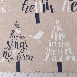 cotton fabric with text, home decor, home sewing, medium weight