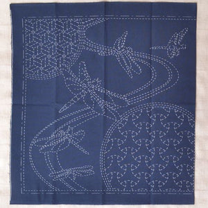 Dragonfly Sashiko cotton fabric  Kit ready to stitch
