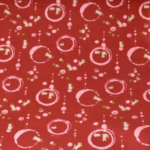 sewing fabric, red, with cats