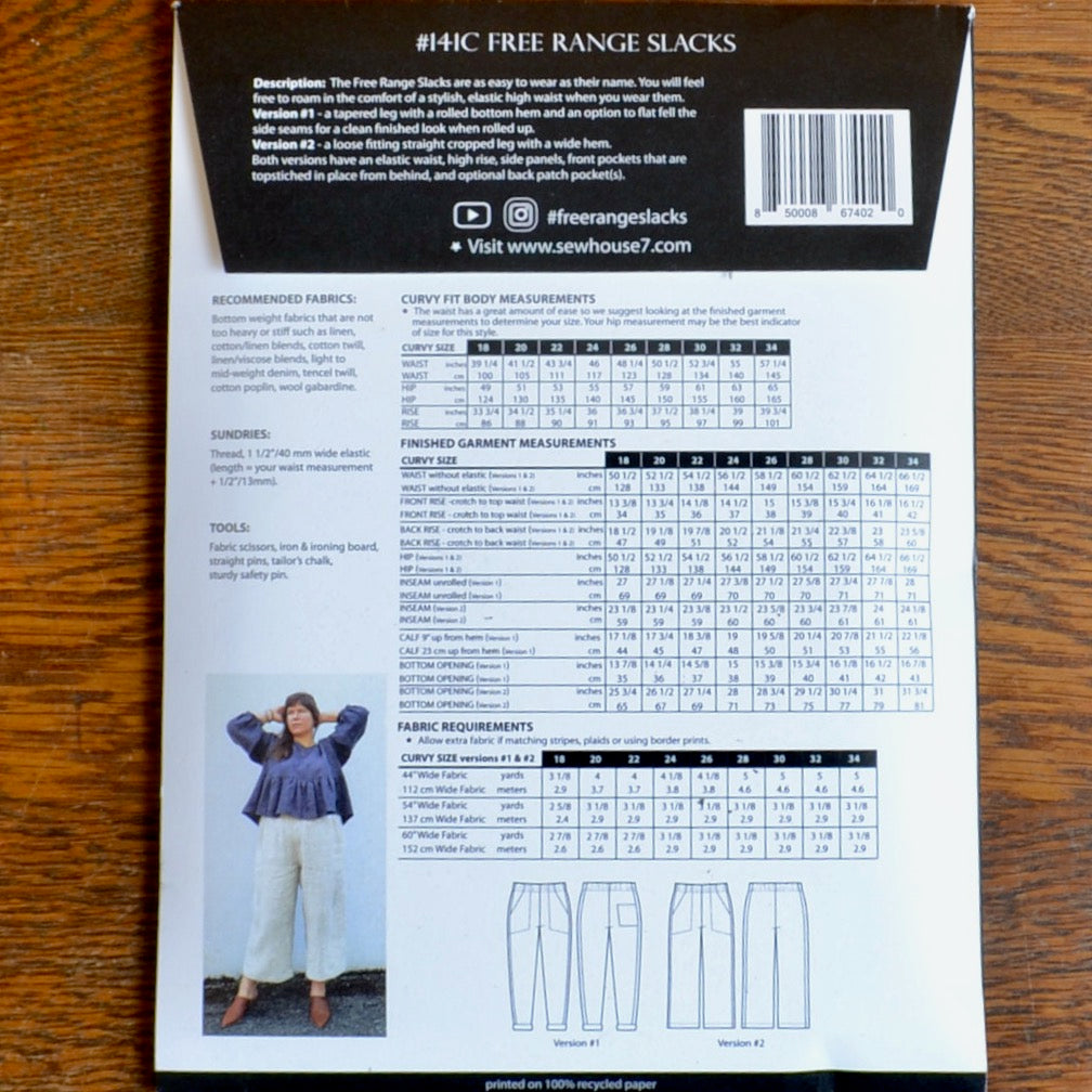 Clothing pattern for slacks by Sew House Seven