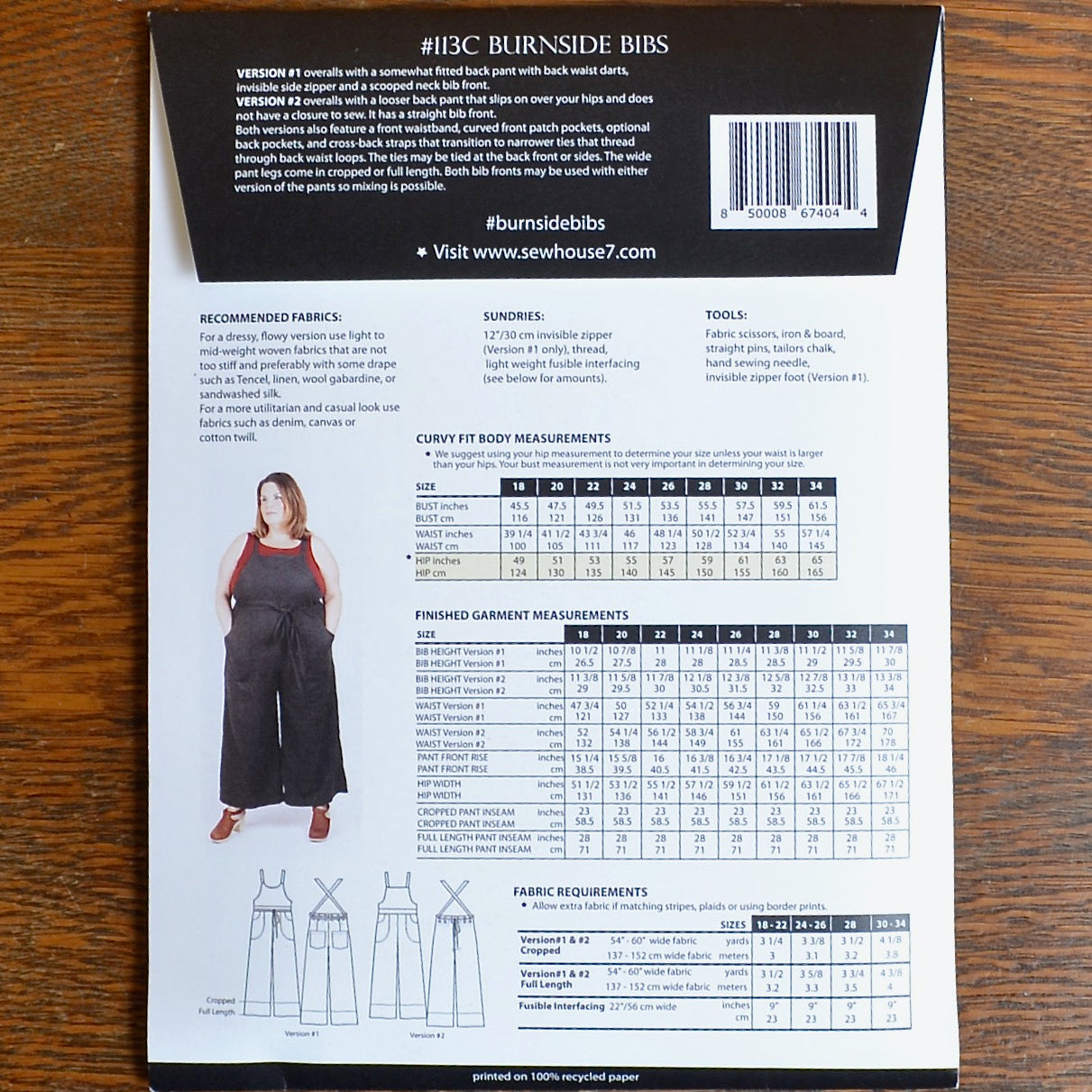 All Size Pattern Burnside Bibs (Curvy Sizes) Pattern - A Threaded Needle