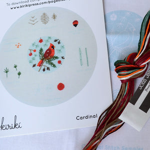 Kiriki embroidery kit, Red Cardinal