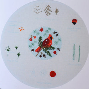 embroidery kit, Cardinal bird