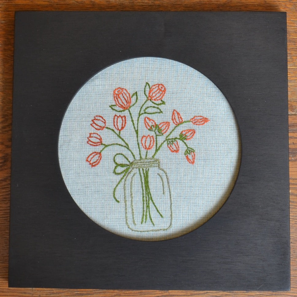 Frame showing embroidery