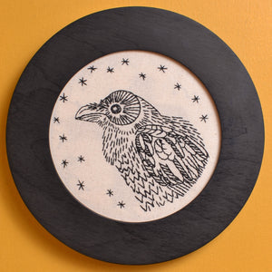 Wooden hoop frame with embroidery