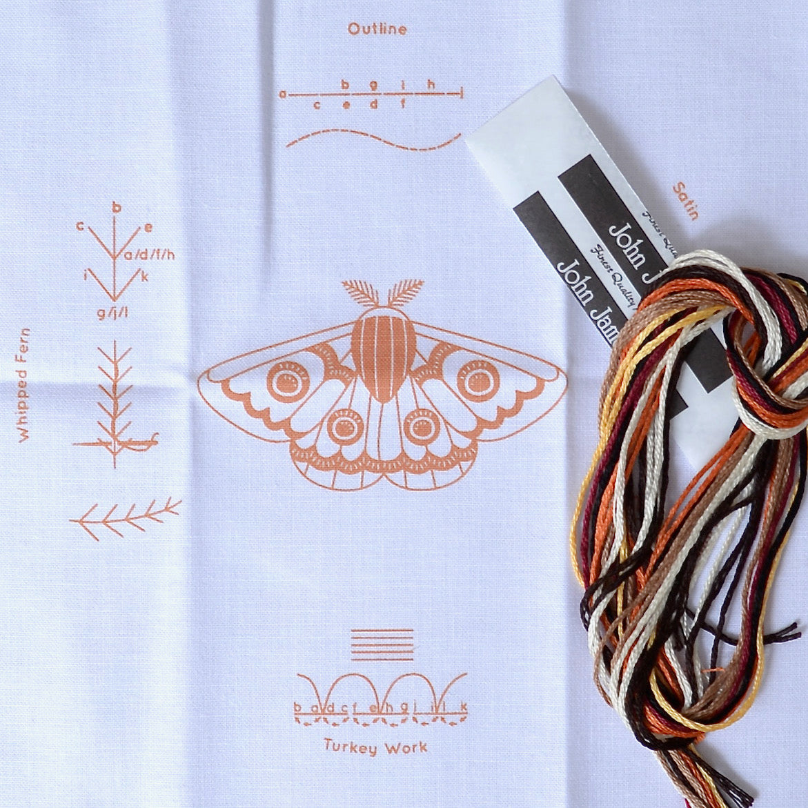 Moth embroidery Kiriki Moth kit