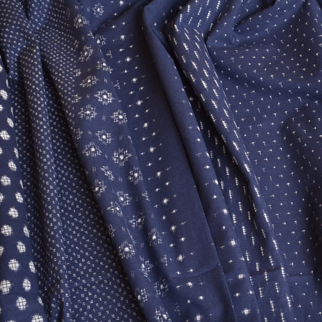 Navy blue printed fabric from Japan