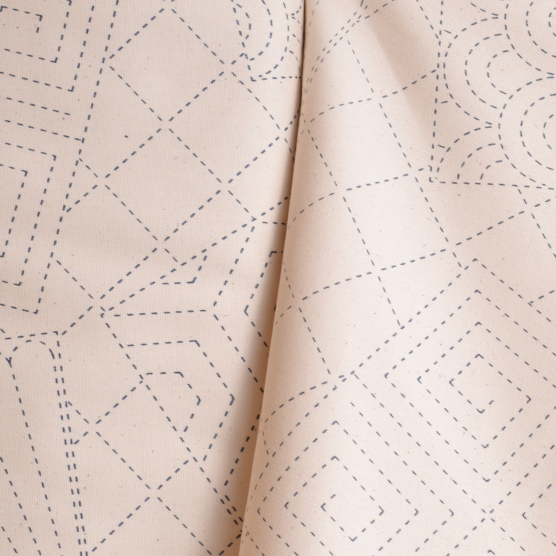 cotton fabric in off white with sashiko design, ready to stitch