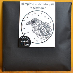 Hook Line and Tinker Raven embroidery kit