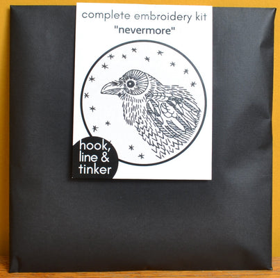Hook Line and Tinker Raven embroidery kit