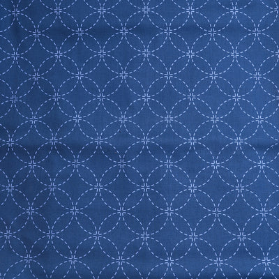 medium blue cotton fabric with ready to stitch design