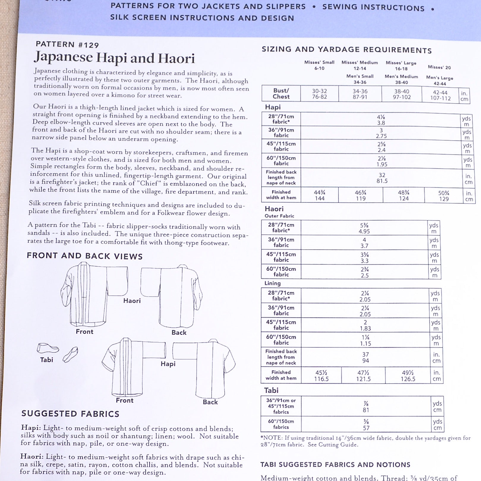 Japanese Haori Jacket Sewing Pattern Japanese Hapi Haori Pattern