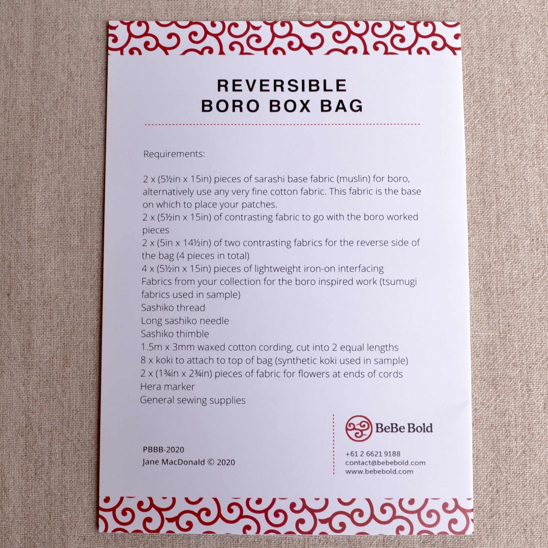 Reversible boro box bag pattern back