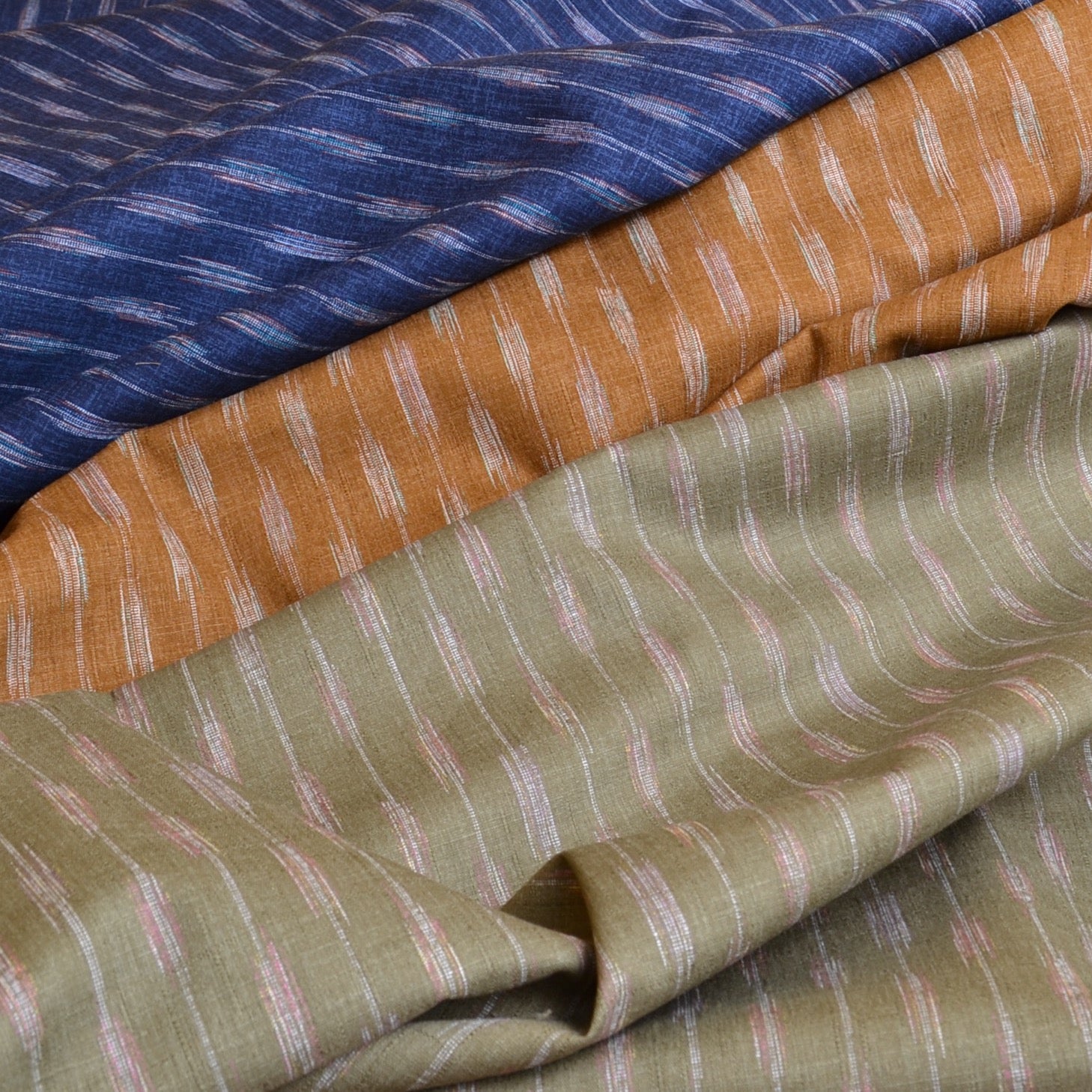 3 colours of Yarbane print fabric
