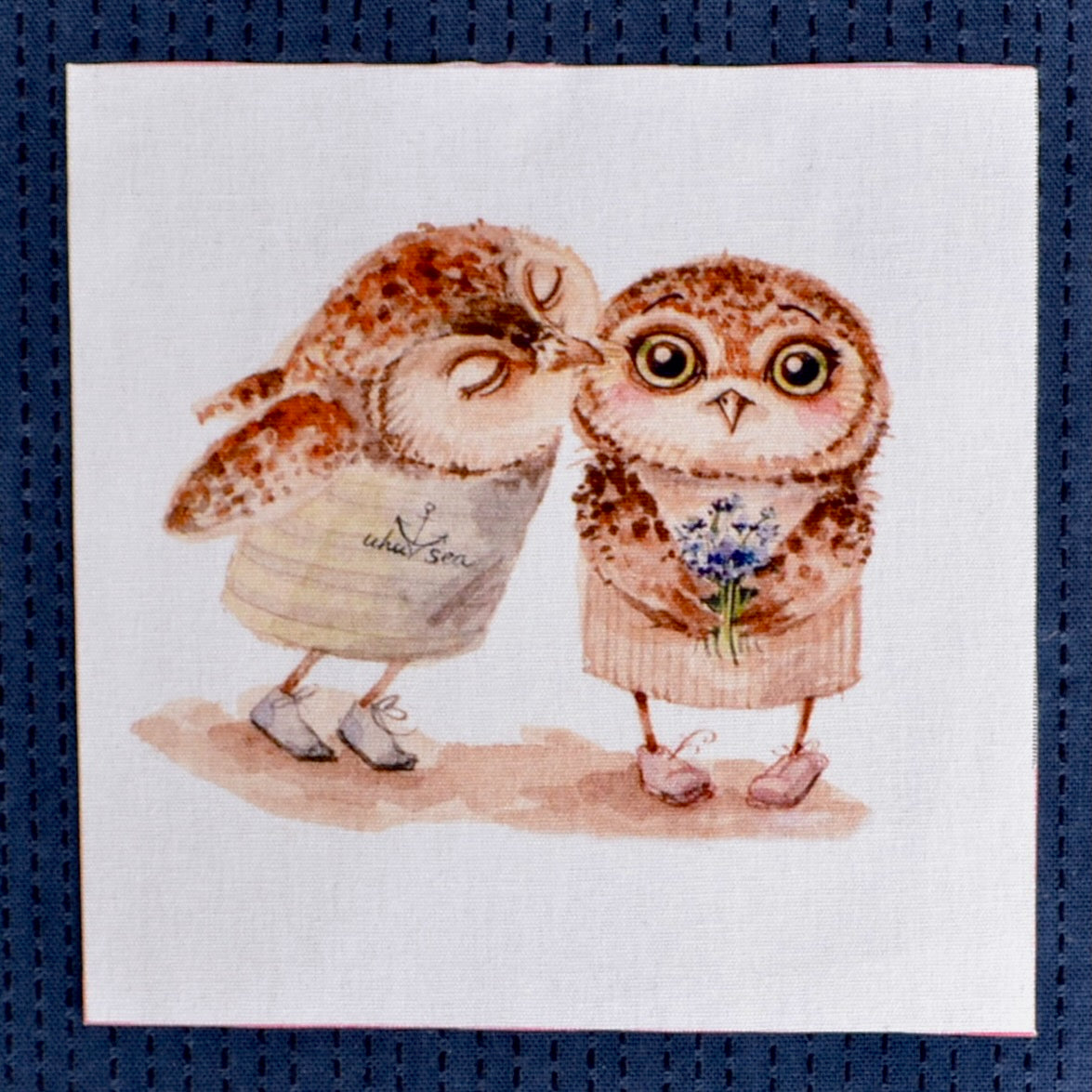 Fabric owls patch for quilt label, mending, embellishing