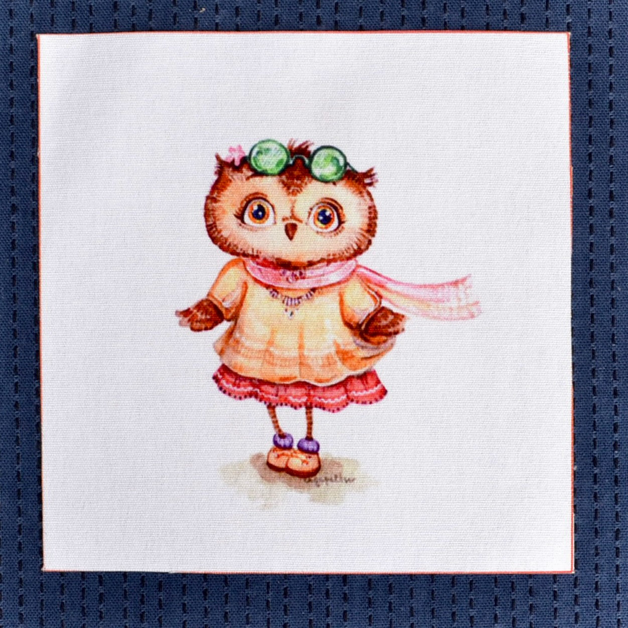 Owl with scarf and sunglasses fabric patch