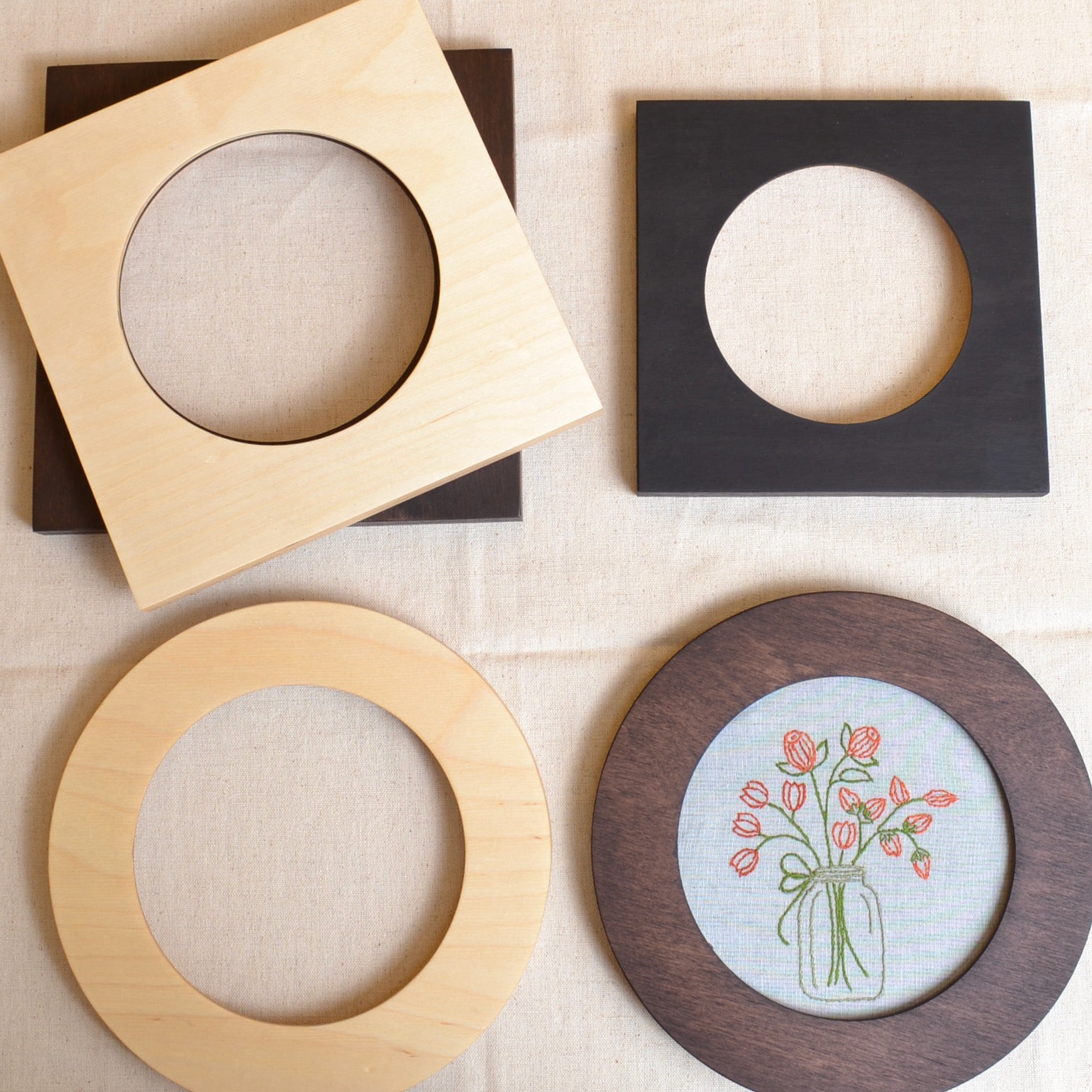  4 Pcs Wood Embroidery Hoop Frame 6 Inch Round Wooden Embroidery  Frame Wood Display Frame Circle for Finished Cross Stitch Hoop DIY Art  Craft Sewing Ornaments