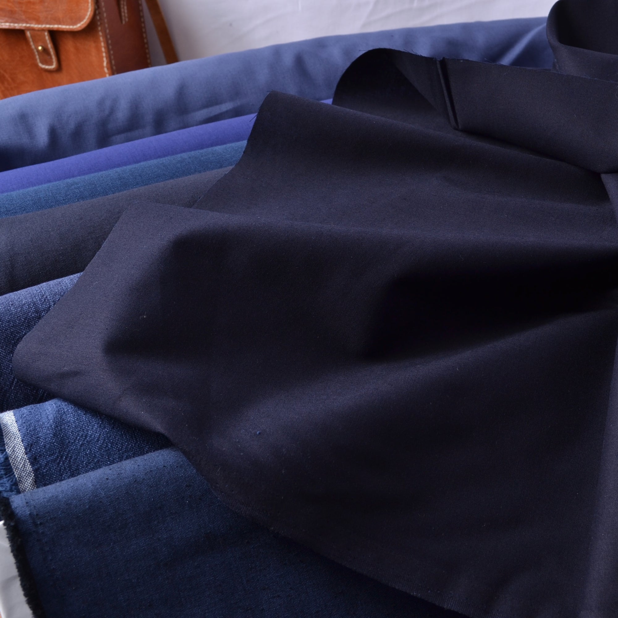 Dark navy cotton fabric for sashiko stitching
