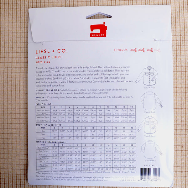 Classic Shirt Pattern, Liesl & Co - A Threaded Needle