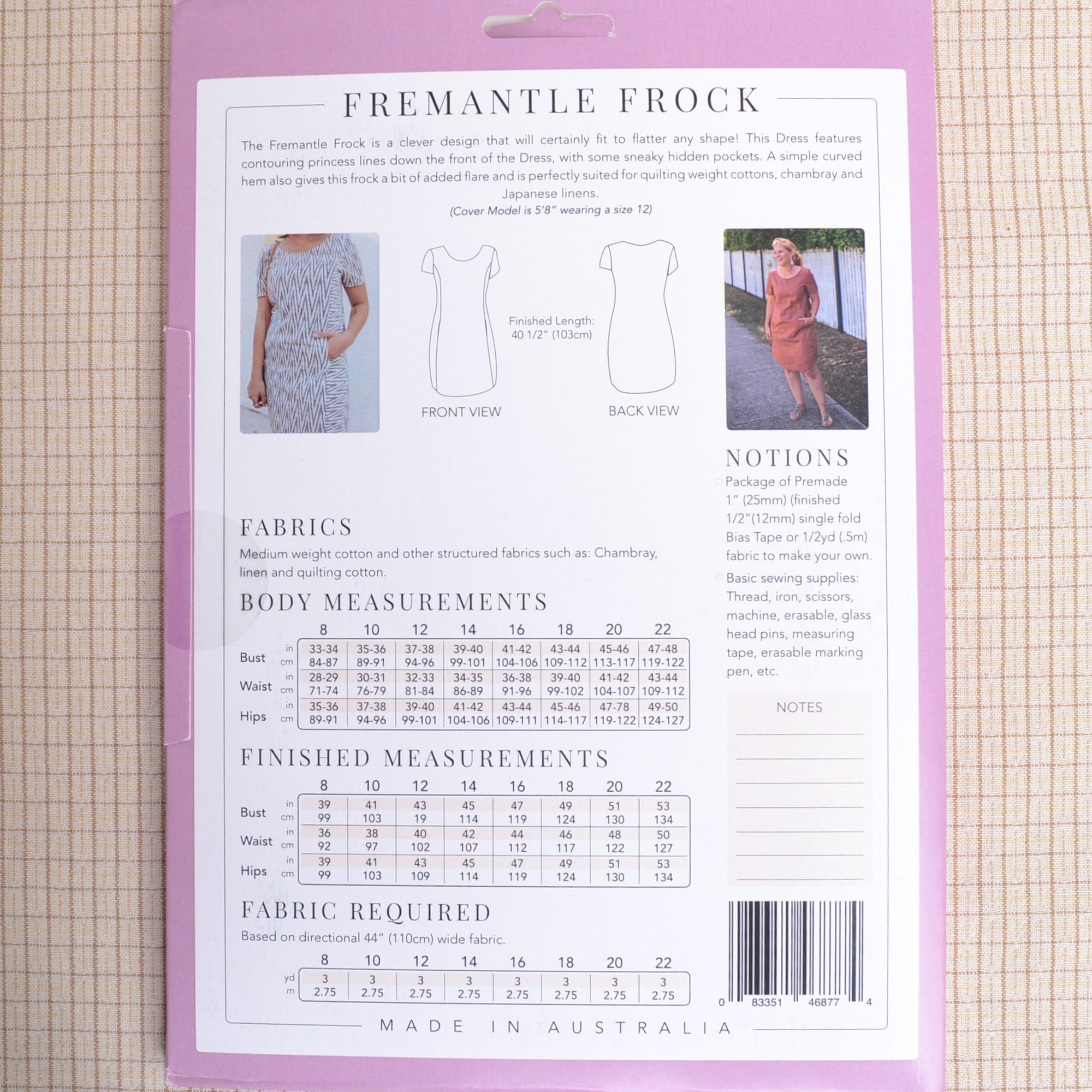 back of Freemantle frock dress pattern