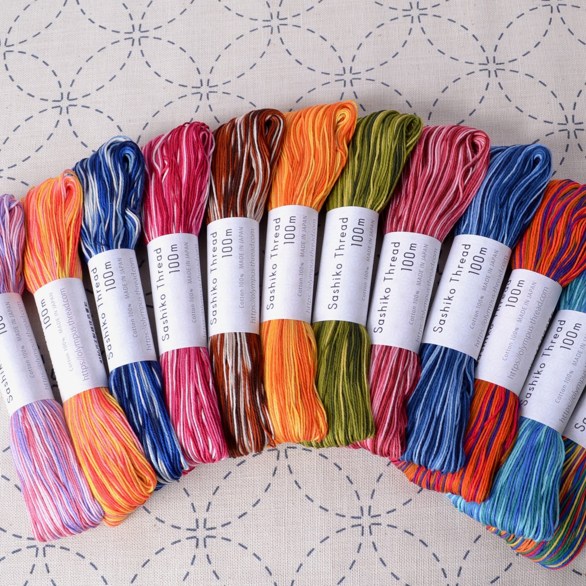 Sashiko Threads in Variegated Colours, 100 Meter Skeins