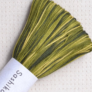 Sashiko thread, 100 meter skein, variegated greens