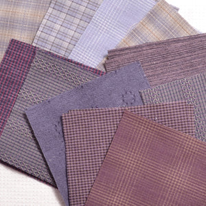 purple boro dyed yarn cotton fabric pieces