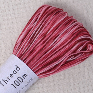 Olympus sashiko thread, red variegated 100 meter skein