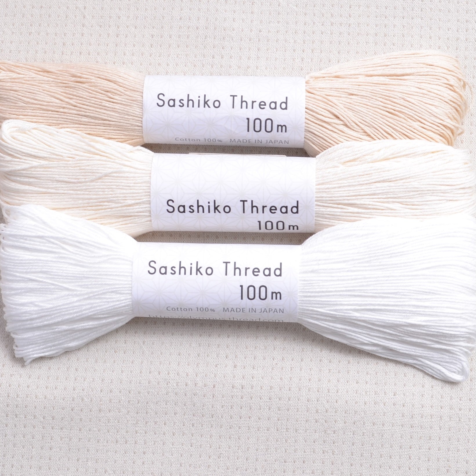 off white, ecru & white sashiko threads