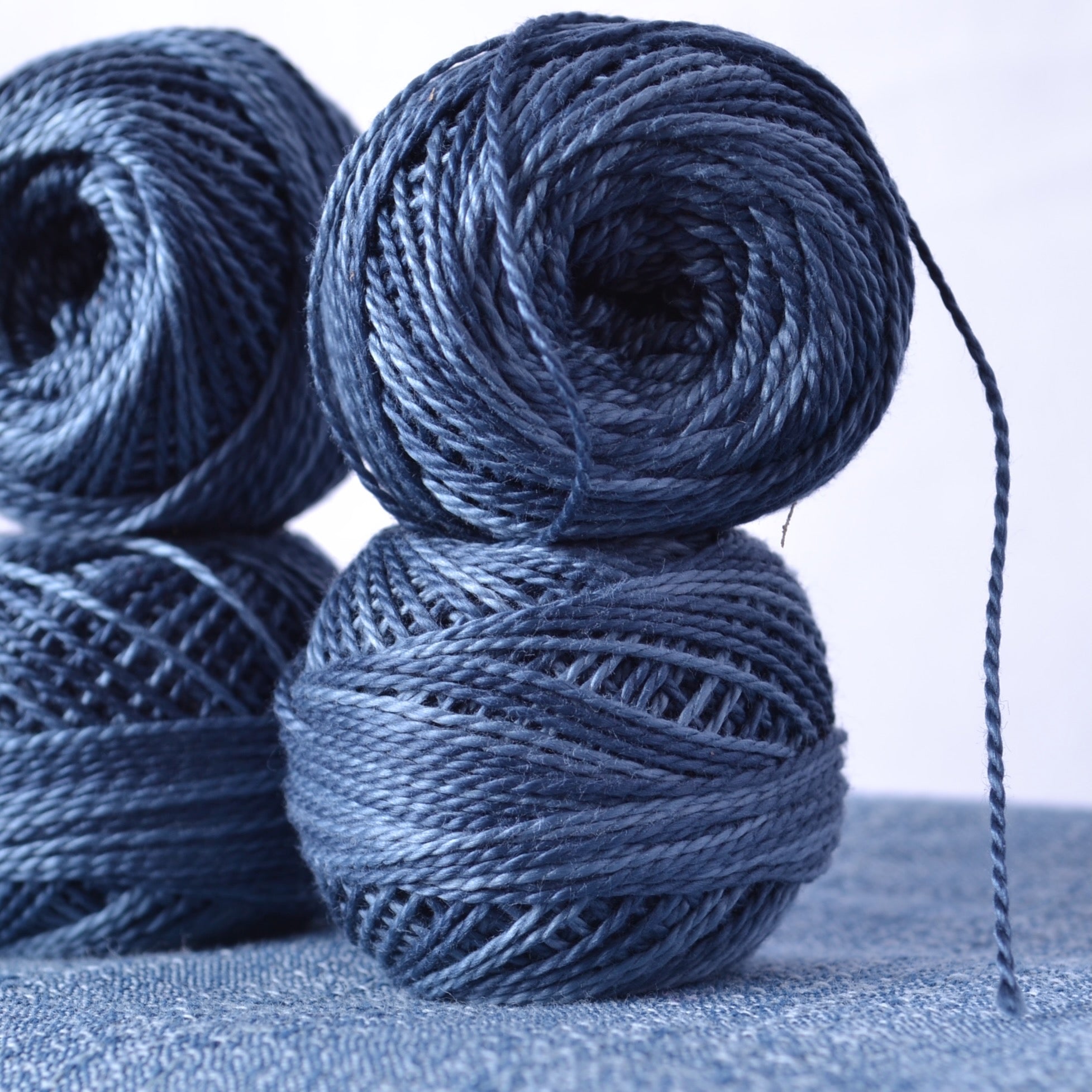 Darkened Blue twice dyed Valdani cotton thread