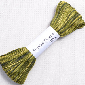 Sashiko thread, green variegated 100 meter skein