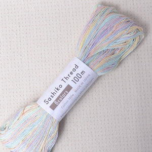 Sashiko thread, Olympus variegated pale colors 100 meter  skein