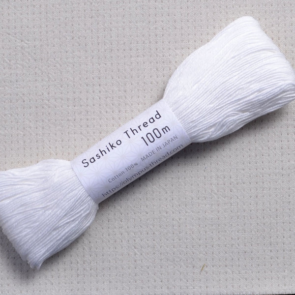 Sashiko Thread, 100 Meter Skein, White #101 - A Threaded Needle
