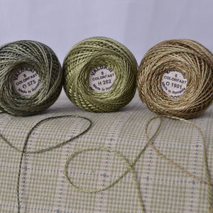 Valdani size 8 Variegated Green Perle Cotton Threads