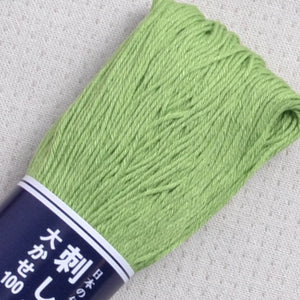 white sashiko thread, Olympus 100 meter skein bright green #107