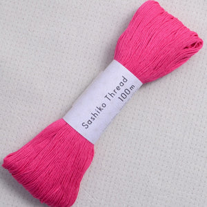Sashiko thread, 100 meter skein, hot pink #121