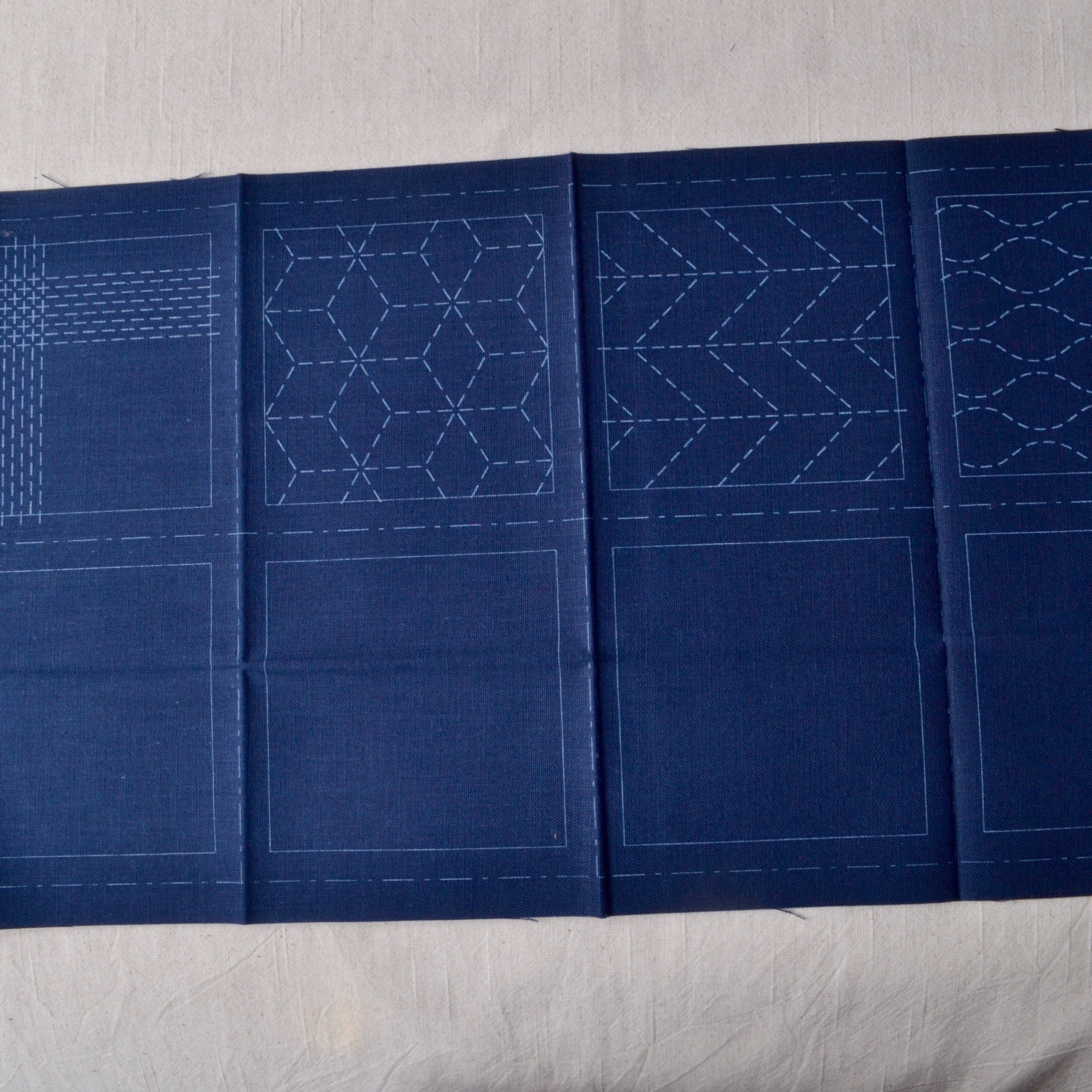Sashiko Pre-printed Fabric Kit, 4 Designs