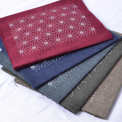 Sashiko mending patches in various coloirs