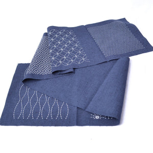 Indigo blue tsumugi mending patch collection