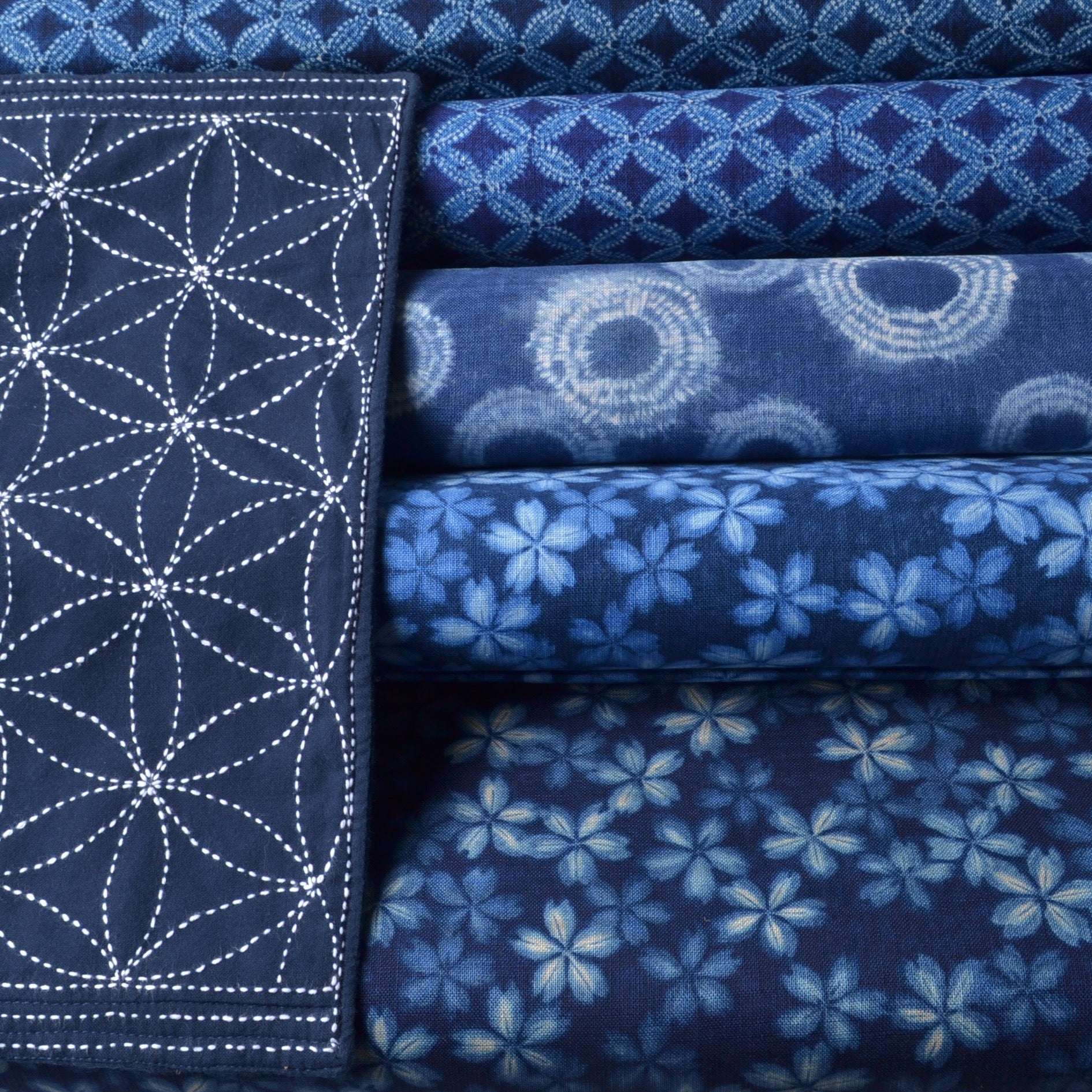 Kokka fabric with linked circle design 