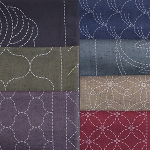 multiple colours of sashiko pre printed fabric