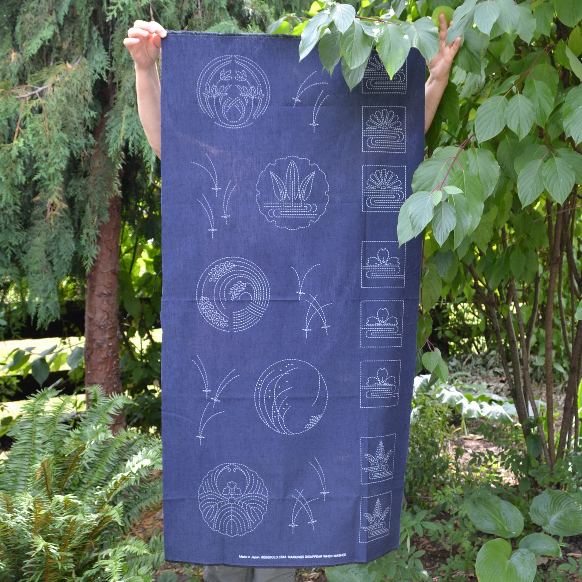 sashiko pre-printed fabric panel
