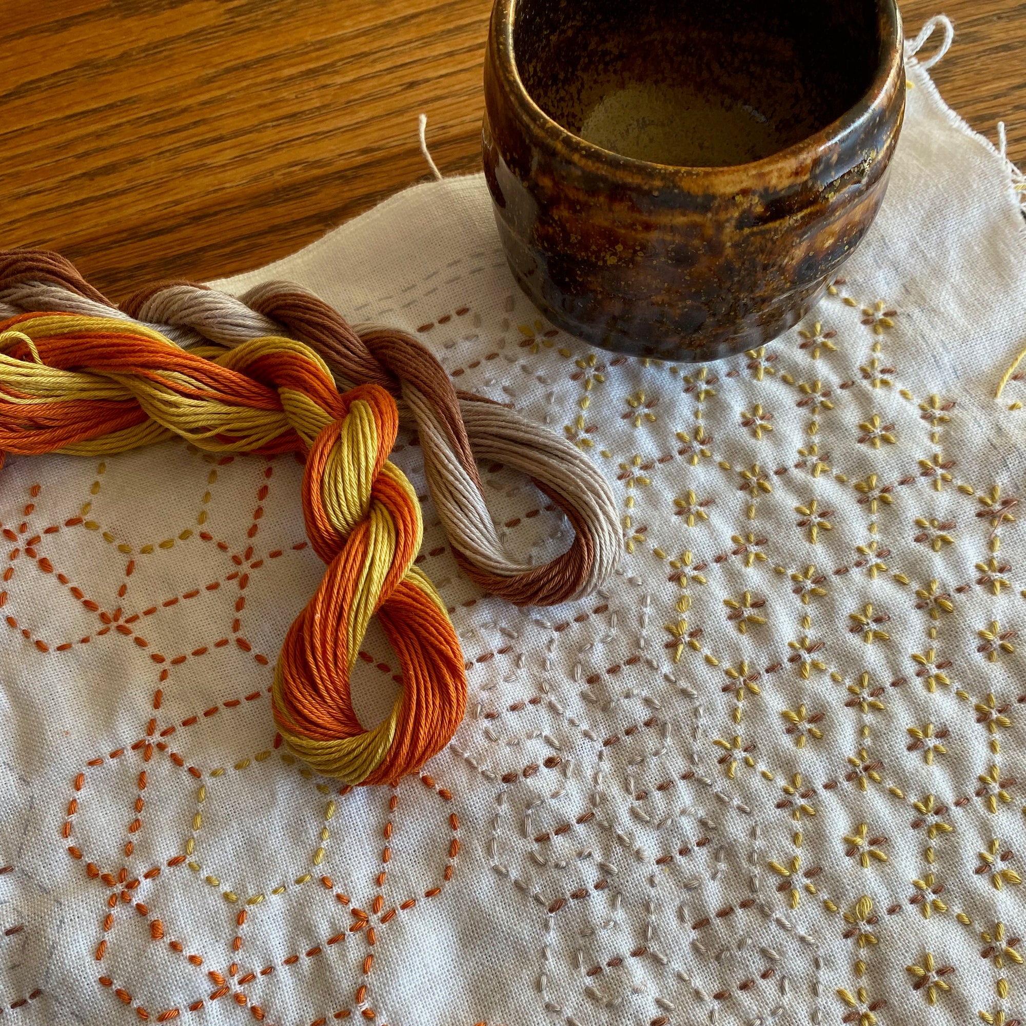 Honeycomb sashiko kit stitching