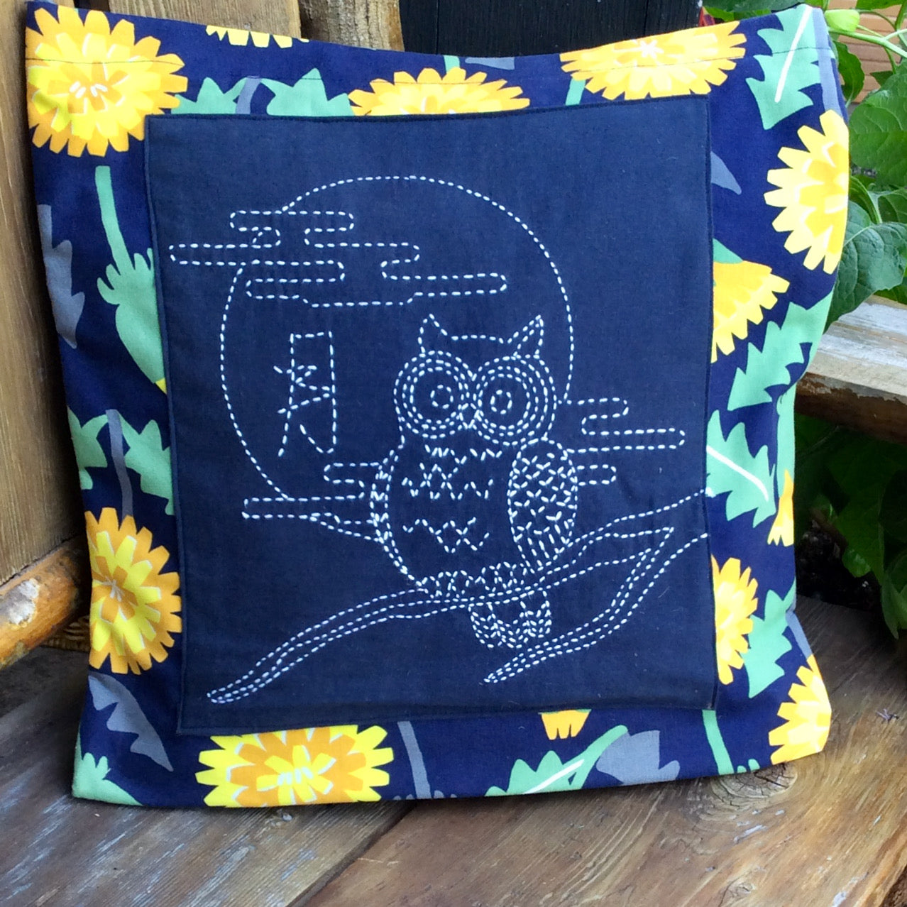 sashiko owl  cushion kit