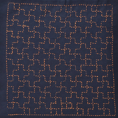 stitched sample of linked crosses sashiko