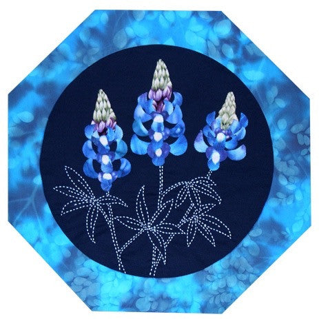 Sashiko and Applique Pattern, Lupine Wildflower