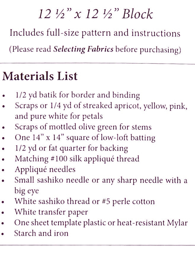 Material List for Lotus Pattern