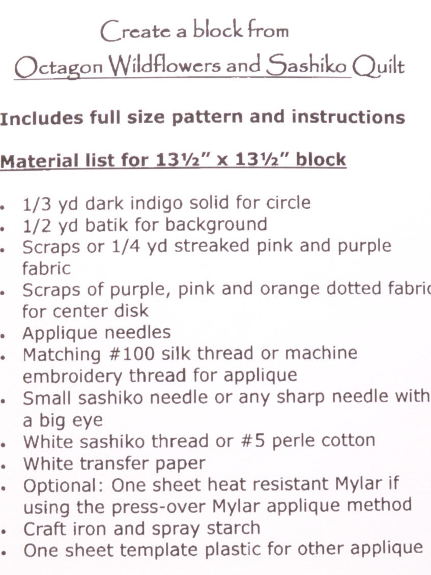 Material List for Canada Lily